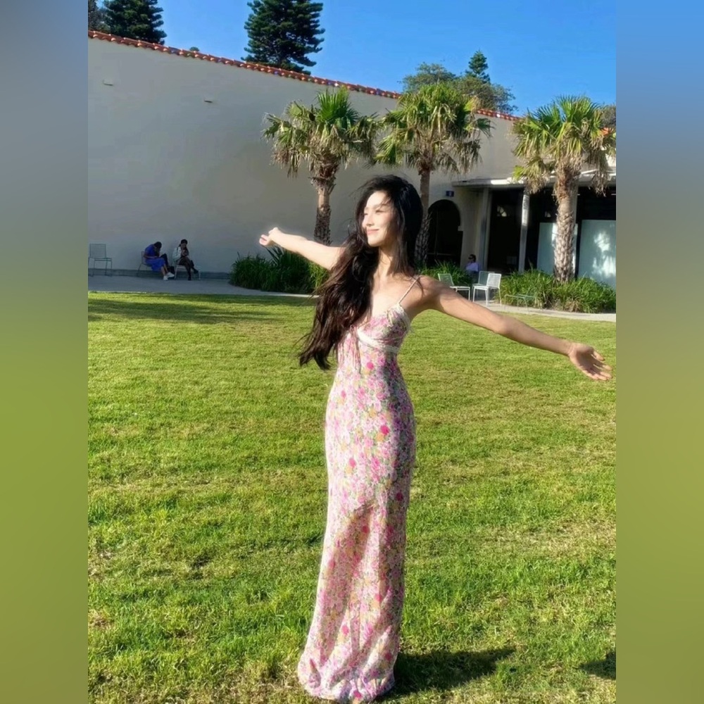 pink floral dress
